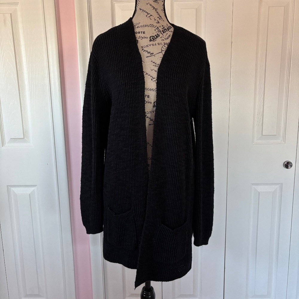 Sonoma black open front cardigan with pockets size XL